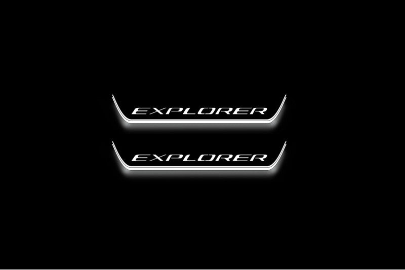 LED door sill plates for Ford Explorer VI CD6 2020+ with Explorer logo