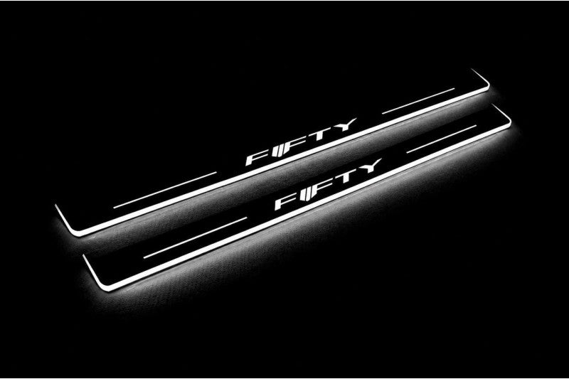 Chevrolet Camaro VI 2016-2024 LED Door Sills Illuminated Scuff Fifty Logo Stainless Steel Entry Guards Door Sills Decoin