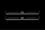 stainless steel LED door sill plates with Skoda Fabia I 1997+ with Fabia logo