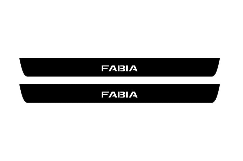 stainless steel door sill plates for Skoda Fabia III 2014+ with Fabia logo