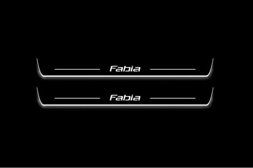 Škoda Fabia 5J 2007–2014 — Stainless Steel LED Door Sills — Fabia Logo