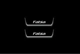 stainless steel LED door sill plates for Skoda Fabia II 2007+ with Fabia logo
