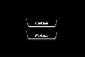 Skoda Fabia II 2007-2014 LED Door Sills Illuminated Scuff Fabia Logo Stainless Steel Entry Guards Door Sills Decoin