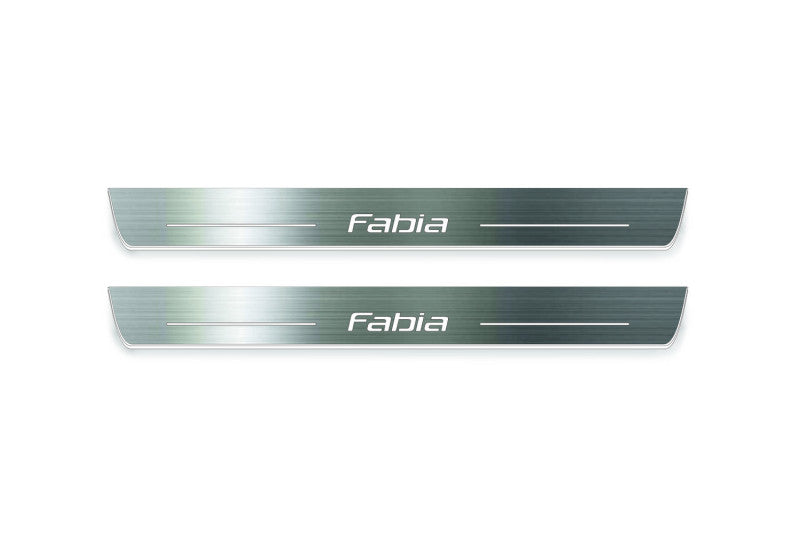Skoda Fabia II 2007+ LED door sill plates with Fabia logo