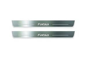 Skoda Fabia II 2007-2014 LED Door Sills Illuminated Scuff Fabia Logo Stainless Steel Entry Guards Door Sills Decoin