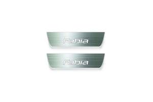 Skoda Fabia II 2007-2014 LED Door Sills Illuminated Scuff Fabia Logo Stainless Steel Entry Guards Door Sills Decoin