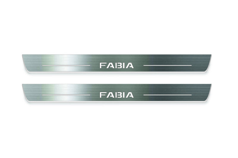 Skoda Fabia III 2014+ Stainless Steel LED Door Sills – Fabia Logo