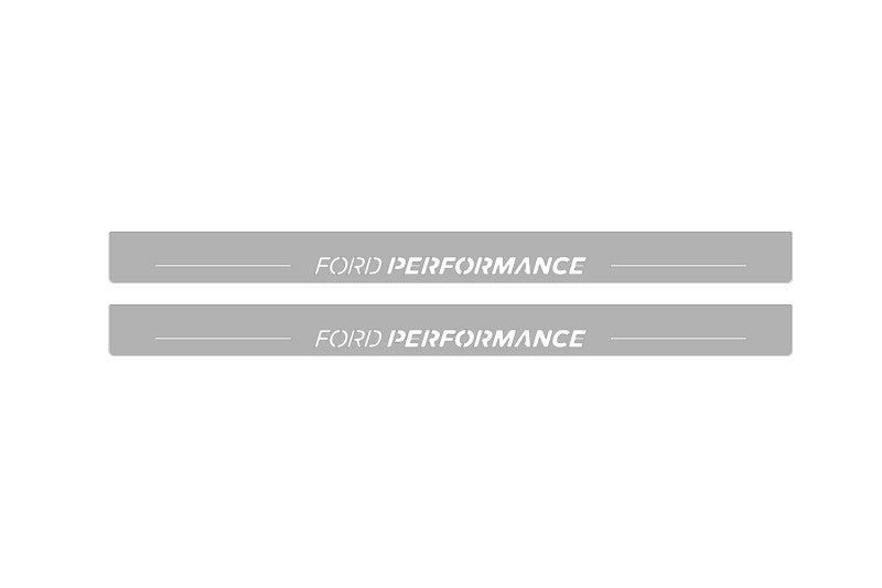 Illuminated LED Door Sill Tread Plates Ford Mustang V 2005-2015 With Ford Performance Logo Ford Led Door Sills opdesign