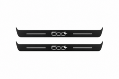 Fiat 500L 500L Matte PRO LED door sills, FRONT two-piece catalogue illustration, matte black with white illumination