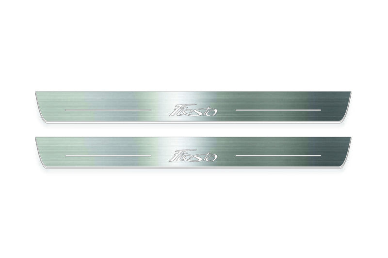 LED door sill plates Ford Fiesta 2008+ stainless steel with Fiesta logo
