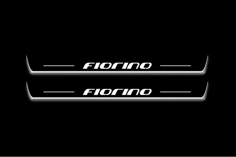 Fiat Fiorino III 2008+ stainless steel illuminated entry guards with Fiorino logo