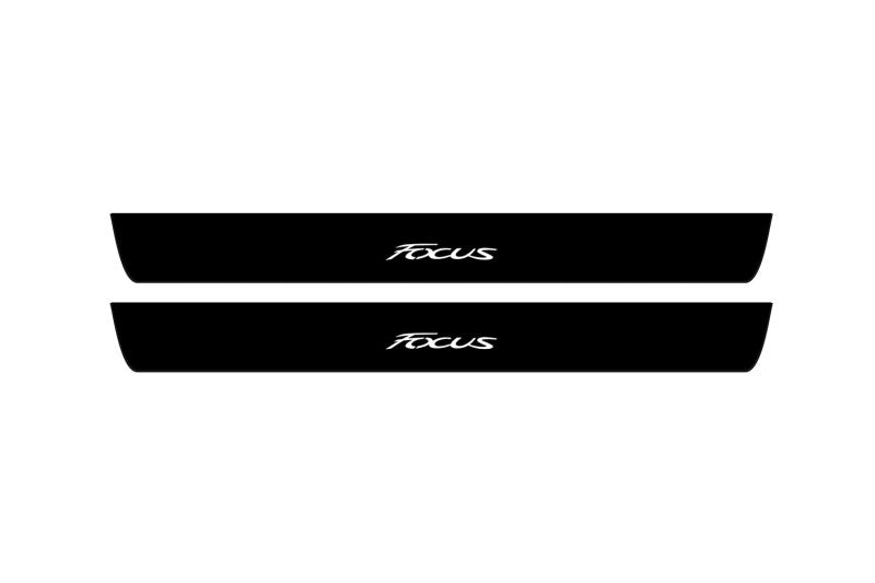 illuminated door sill protectors Ford Focus III 2011+ stainless steel with Focus logo