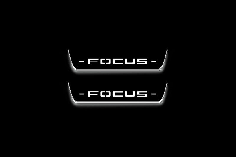 stainless steel LED door sill plates for Ford Focus IV 2018+ with Focus logo
