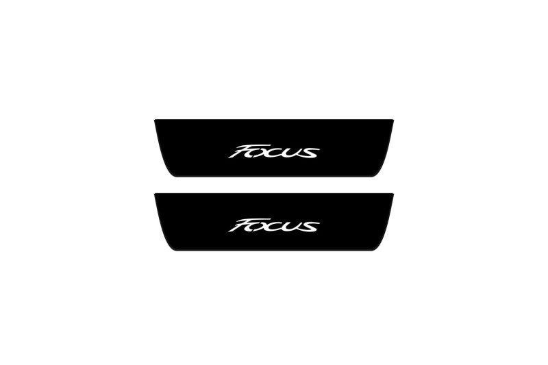 stainless steel illuminated door sill protectors for Ford Focus III 2011+ with Focus logo