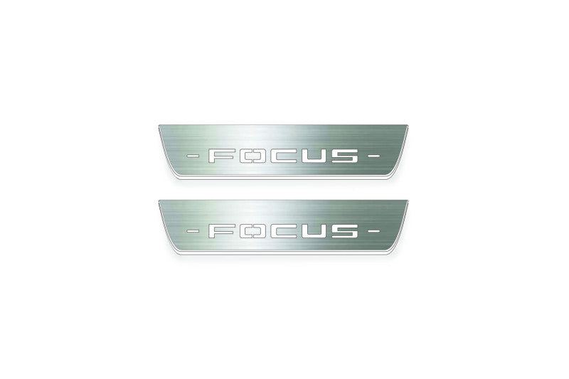 LED door sill plates Ford Focus IV 2018+ stainless steel with Focus logo