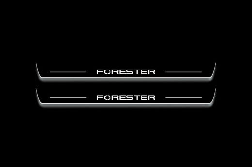 Subaru Forester SH 2007–2012 — Stainless Steel LED Door Sills — Forester Logo