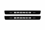 Ford Bronco U725 Bronco Matte PRO LED door sills, FRONT two-piece catalogue illustration, matte black with white illumination