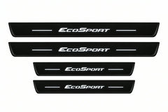 Catalog illustration of two front and two rear black Matte PRO LED door sill plates with illuminated EcoSport lettering for Ford EcoSport B515.