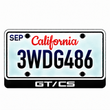 Ford GT/CS Type 2 illuminated LED license plate badge with the shown artwork below an illustrative US plate; plate not included