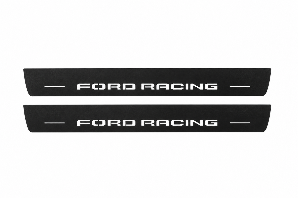 Ford Mustang Gen 6 flat Matte PRO LED door sills with Ford Racing design