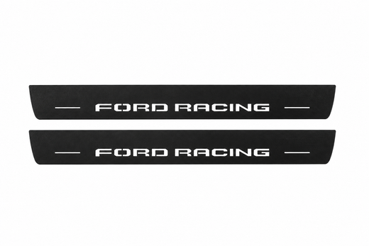 Ford Mustang Gen 6 2015–2023 — Matte PRO LED Door Sills — Ford Racing Logo