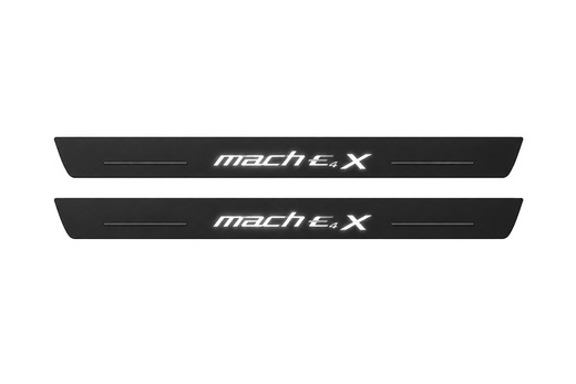 Ford Mustang Mach-E CX727 2020–2026 — Matte PRO LED Door Sills — Mach-E 4X Logo