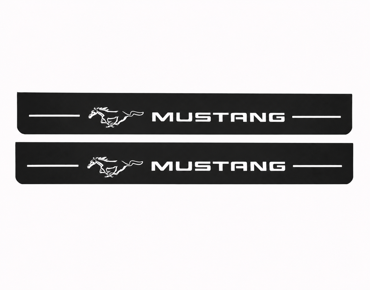 Ford Mustang S550 Matte PRO LED door sills with Running Horse and Mustang design