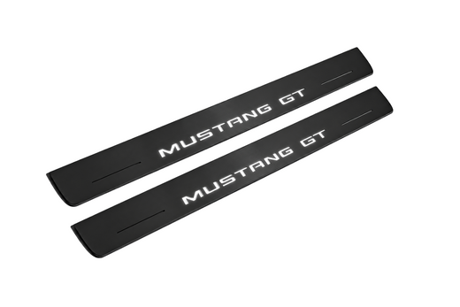 Ford Mustang V S197 2005–2014 — Matte PRO LED Door Sills — Mustang GT Logo