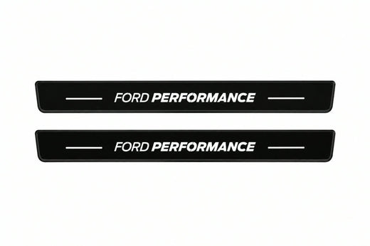 Ford Mustang VI S550 2015–2023 — Matte PRO LED Door Sills — Ford Performance Logo