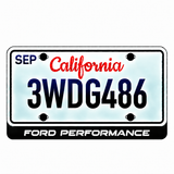Ford FORD PERFORMANCE illuminated LED license plate badge with the shown artwork below an illustrative US plate; plate not included