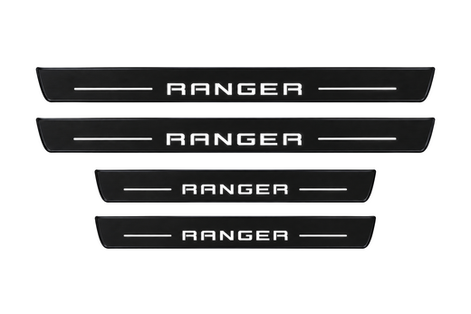 Ford Ranger T6 2018–2022 — Matte PRO LED Door Sills — Ranger Logo