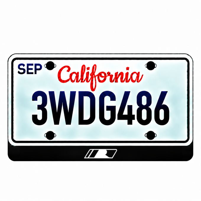 Ford ROUSH R Emblem illuminated LED license plate badge with the shown artwork below an illustrative US plate; plate not included
