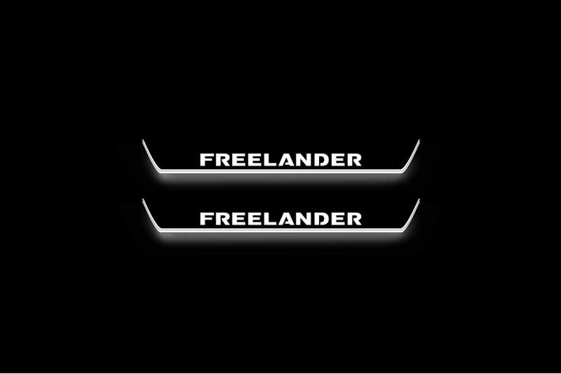Land Rover Freelander 2 L359 2006–2014 — Stainless Steel LED Door Sills — Freelander Logo