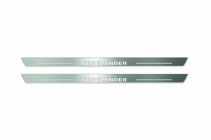 Land Rover Freelander 2 L359 2006–2014 — Stainless Steel LED Door Sills — Freelander Logo