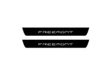 Fiat Freemont 2011+ door sill plates in stainless steel with Freemont logo