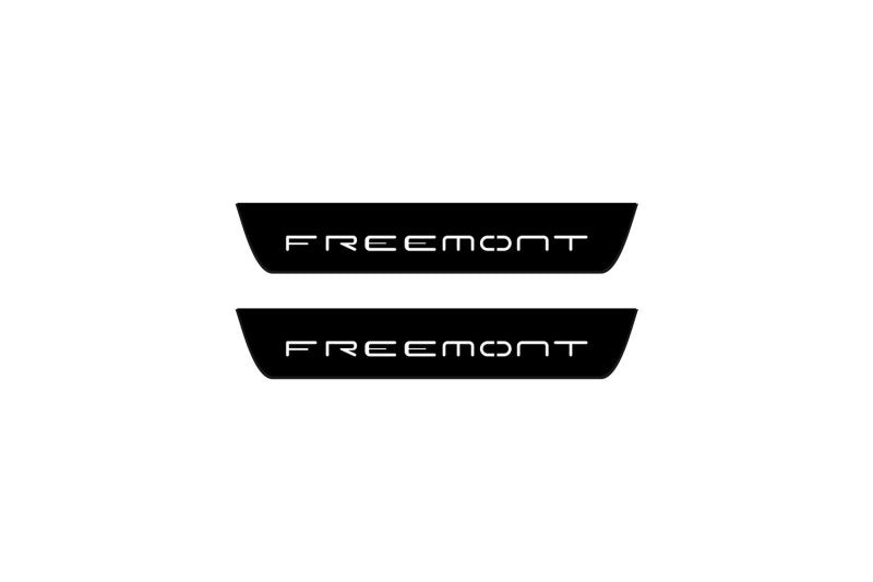 illuminated door sill protectors stainless steel Fiat Freemont 2011+ with Freemont logo