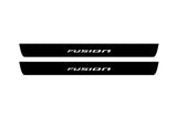Ford Fusion II (USA) CD4 2012+ stainless steel illuminated entry guards with Fusion logo