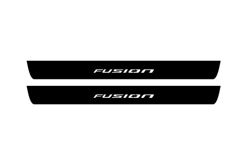 Ford Fusion II (USA) CD4 2012+ stainless steel illuminated entry guards with Fusion logo