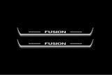 LED door sill plates Ford Fusion (Europe) CD4 2002+ in stainless steel with Fusion logo