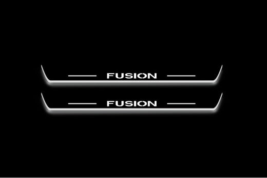 Ford Fusion (Europe) 2002–2012 — Stainless Steel LED Door Sills — Fusion Logo