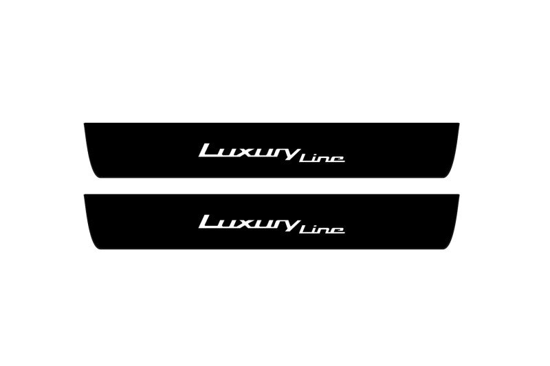 BMW 5 G60 2023+ illuminated door sill protectors stainless steel with Luxury Line logo