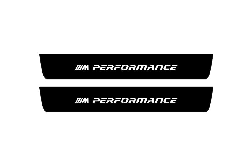 stainless steel illuminated door sill protectors with BMW 5 G60 2023+ with ///M Performance logo