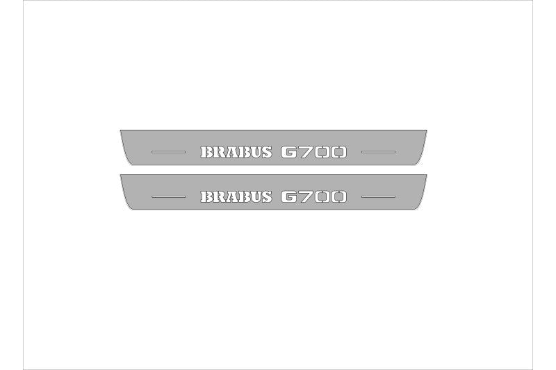 Illuminated LED Door Sill Tread Plates Mercedes G-Class W464 2018+ With Brabus G700 Logo Mercedes Led Door Sills opdesign