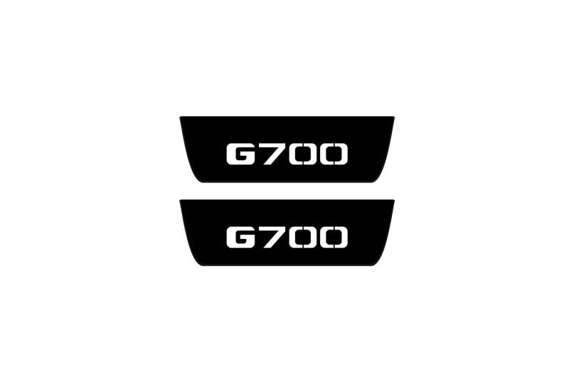 stainless steel illuminated door sill protectors with Mercedes G-Class W464 2018+ with G700 logo