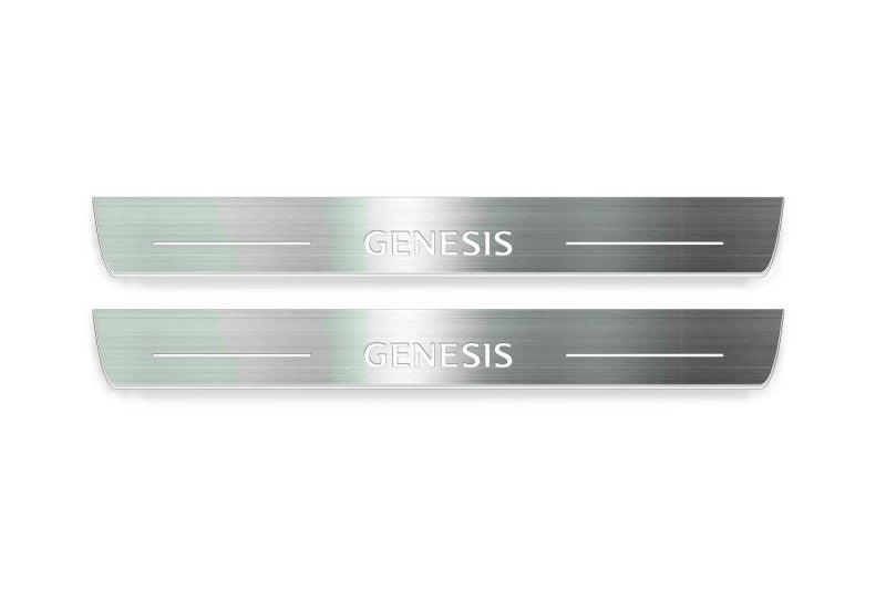 Genesis G80 I 2016+ stainless steel LED door sill plates with Genesis logo