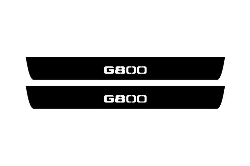 Mercedes G-Class W464 2018+ door sill plates in stainless steel with G800 logo
