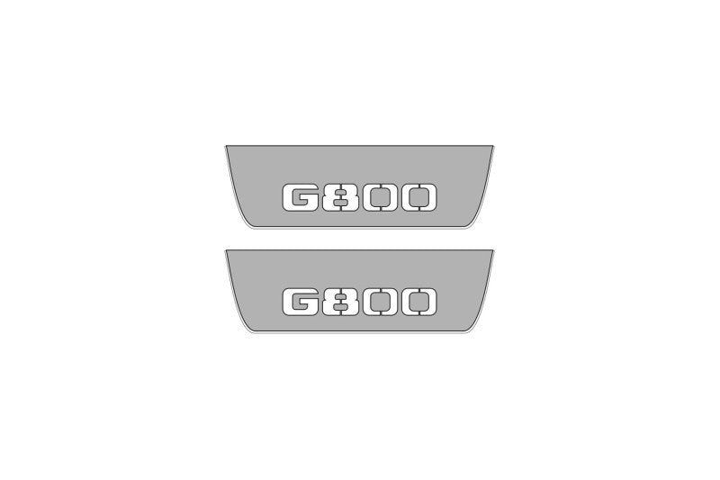Illuminated LED Door Sill Tread Plates Mercedes G-Class W464 2018+ With Brabus G800 Logo Mercedes Led Door Sills opdesign