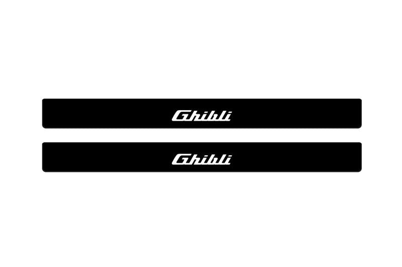 stainless steel illuminated door sill protectors for Maserati Ghibli III 2013+ with Ghibli logo