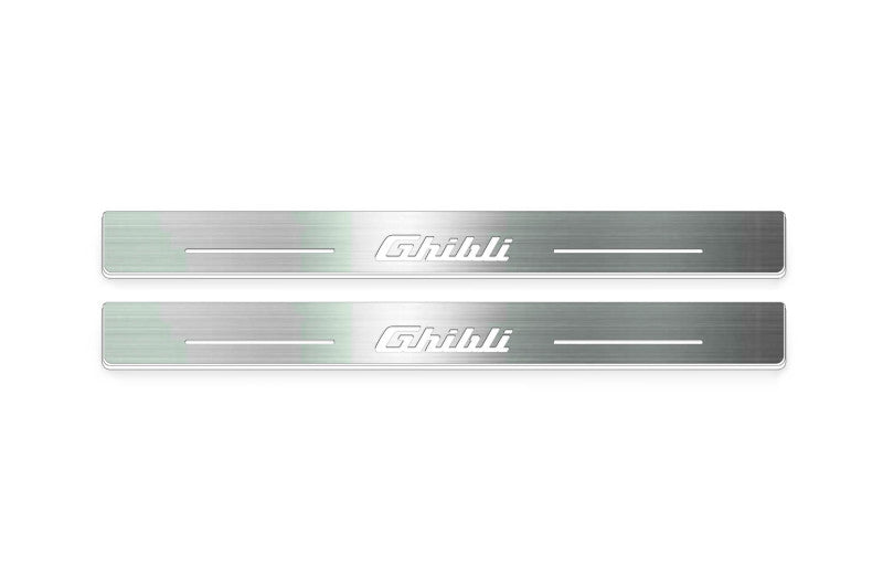 Maserati Ghibli III 2013+ LED door sill plates with Ghibli logo
