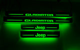 Jeep Gladiator JT 2019+ stainless steel LED door sill plates with Jeep Gladiator logo
